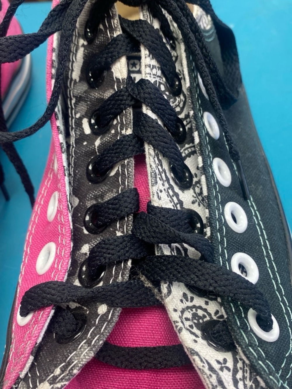 Converse Pink and Black Canvas Low-Top Sneakers - Picture 3 of 8